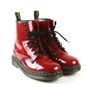Dr. Martens Patent Leather Red Lace-Up Boots Sz 12